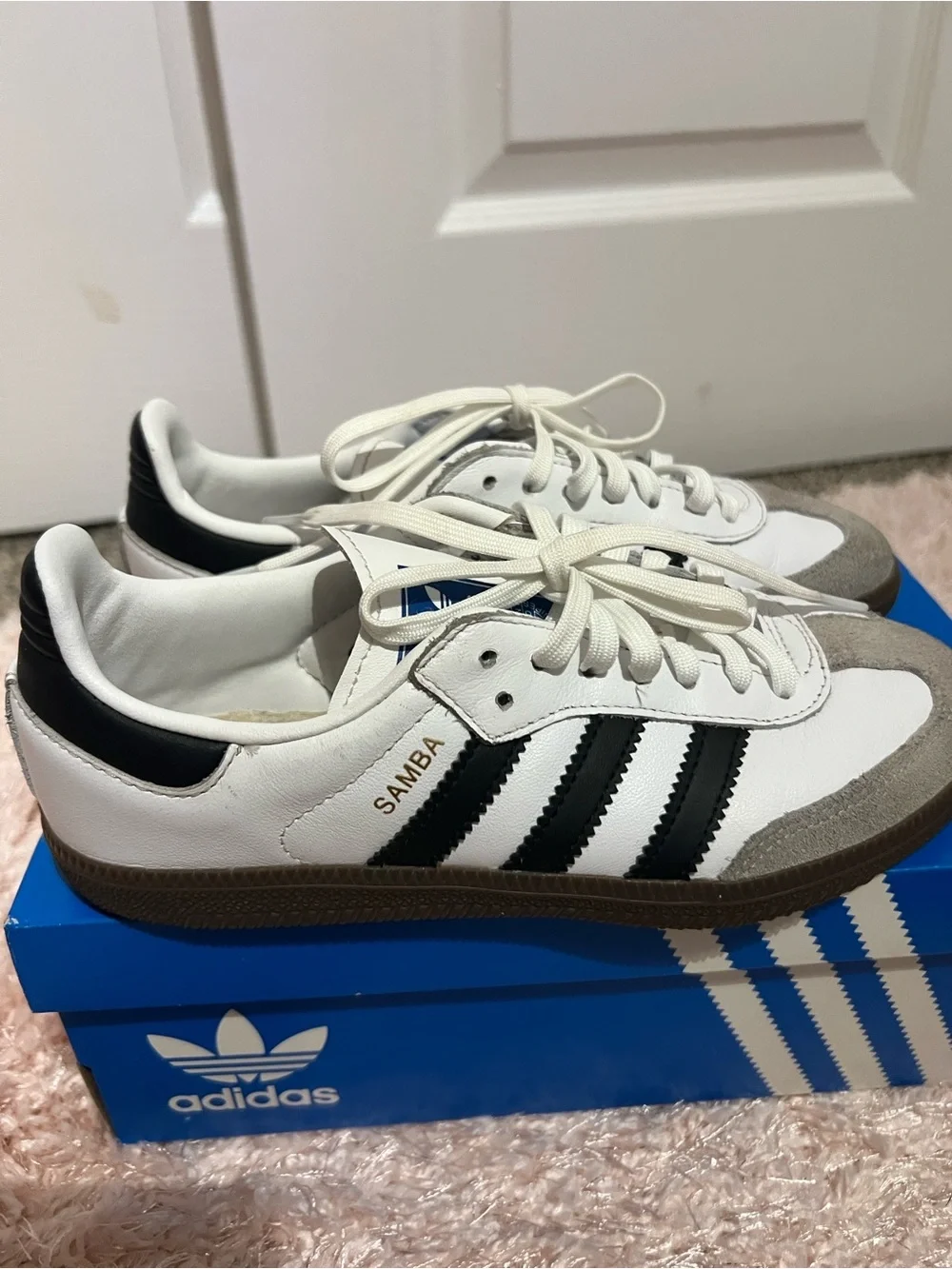adidas Samba Kids Leather Sneaker - White, Black, Gray